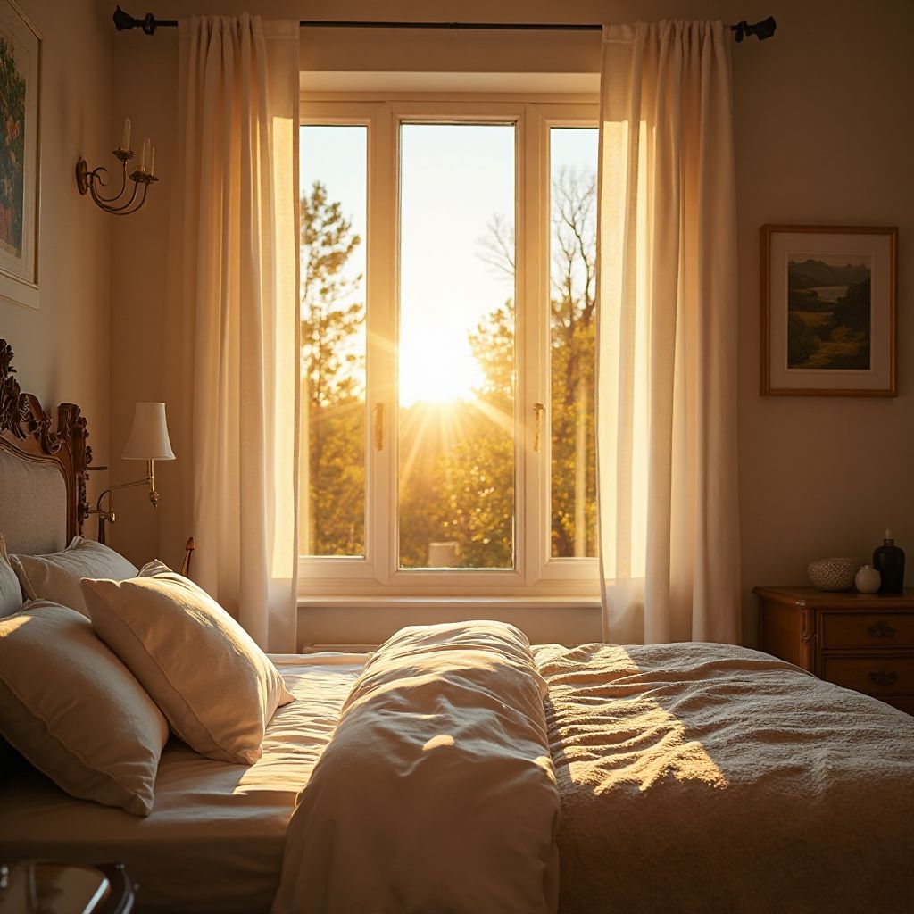 Morning sunrise through window